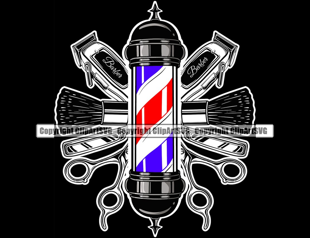 Barber Design Hair Clipper Trimmer Shop Pole Razor Salon