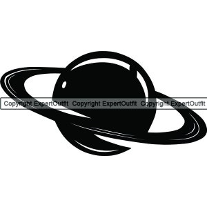 Planeet zwarte ring Saturnus cirkel silhouet Outer Space missie zonnestelsel pictogram illustratie. SVG. PNG clipart vector Cricut knippen snijden