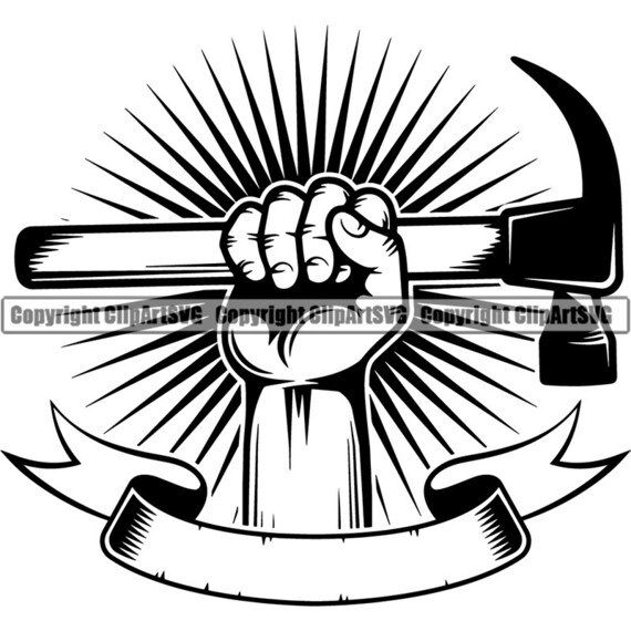 Construction Logo 57 Hammer Hand Fist Toolbox Handyman Work Etsy