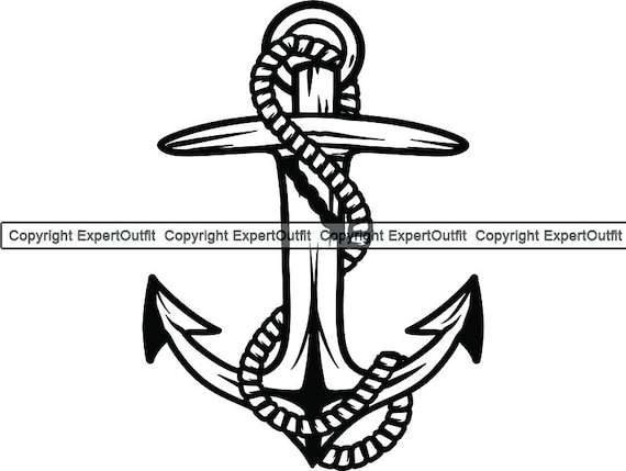 Anchor #7 Ship Boat Rope Nautical Marine Sail Sailing Sea Ocean Naval  Fishing Boating Design Logo.SVG .PNG Clipart Vector Cricut Cut Cutting