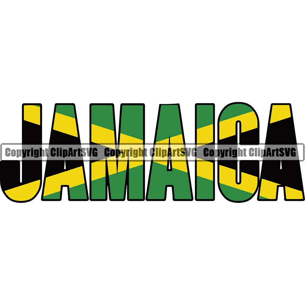 Jamaica Jamaican Name Word Text Flag Country World Nation Map Etsy