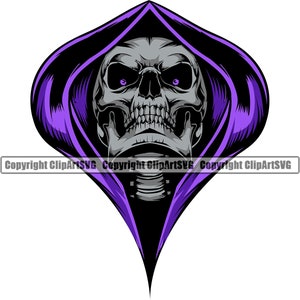 Sensenmann Schädel Skelett Grinsen grinsend Umhang Hals Tod Evil Kill Killer Gespenst Tattoo Hölle Art Logo SVG PNG Vektor Clipart Cut File
