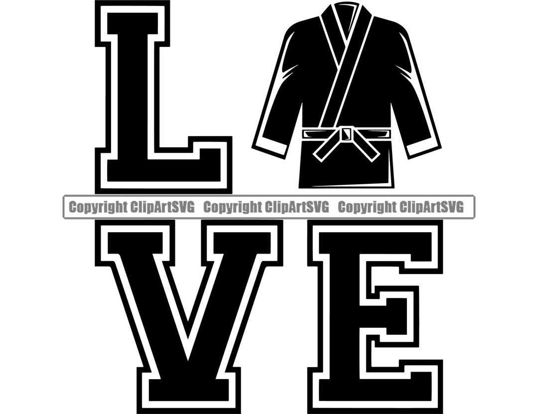 Love Karate Black Belt Brazilian Jiu Jitsu Bjj Robe Gi Fight Fighting Fighter MMA Mixed Martial
