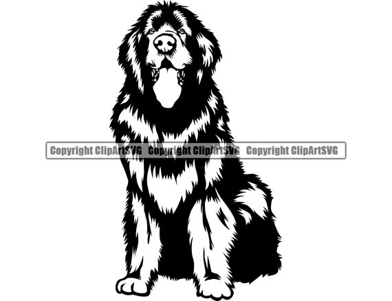 Download Newfoundland Dog Sit Sitting Breed Happy Smile Paw Puppy Pup Etsy PSD Mockup Templates