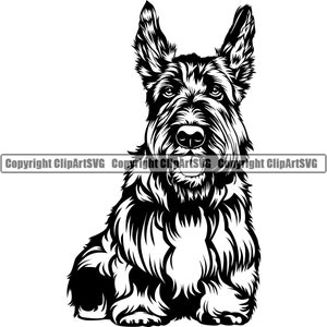 スコティッシュ テリア 犬種 座る 座る 幸せ 笑顔 前足 子犬 ペット 犬 シュナウザー スコッティ デザイン ロゴ SVG PNG クリップアート ベクター カット 切り取り