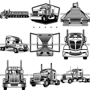 BUNDLE Truck Driver Trucking Big Rigg Semi Tractor Trailer Delivery Shipping Ship Cargo Freight Logo .SVG .PNG Clipart Vector Cut Cutting