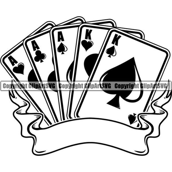 Poker #21 Full House Boat Playing Card Gambling Gamble Casino Bet Betting Blackjack Games Logo .SVG .PNG Clipart Vector Cricut Cut Cutting