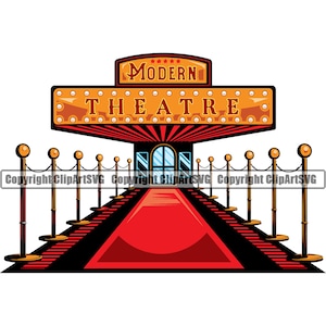 Theater Eingang Berühmt Celebrity Schauspieler Musik Star Roter Teppich Premier Award Film Event Show Design Element Logo SVG PNG Clipart Vektor Cut