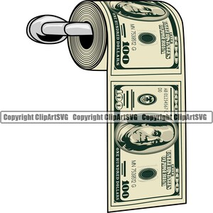 Geld toiletpapier rol 100 honderd-dollarbiljetten knoop contant geld stapel rijke gangster drukte Hustler Art Design logo SVG PNG clipart vector gesneden bestand