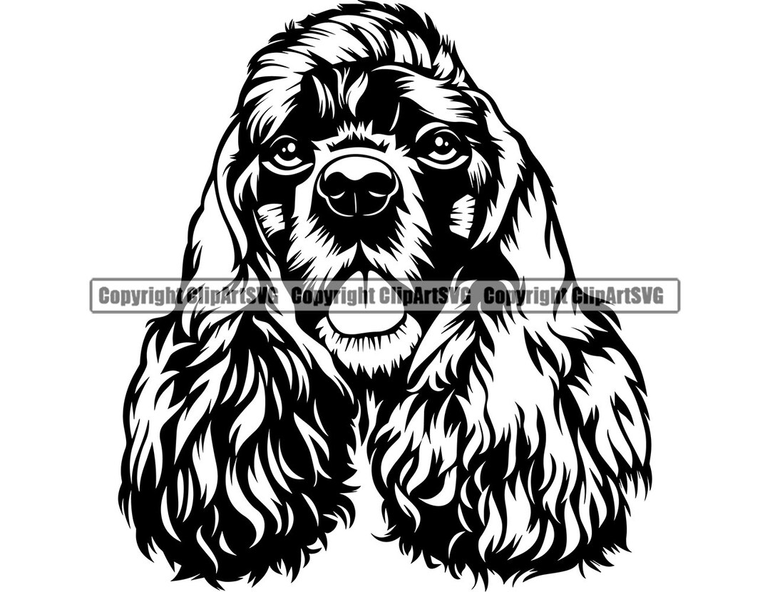 Cocker Spaniel Face Vector Cocker Spaniel Dog Breed Head Happy Face Paw Puppy Pup Pet K-9 Art ...