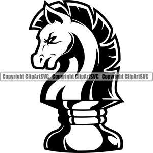 Chess Knight Horse Piece Jeu de société Stratégie Gagner Bataille Fun Player Club FIDE Master Art Design Logo SVG PNG Vector Clipart Cutting Cut File