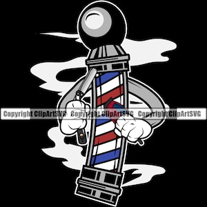 Barber Pole Man Razor Clippers Barbershop Salon Haircut Hair Cut Hairstyle Style Shave Shop Company Design Logo SVG PNG Clipart Vector Cut