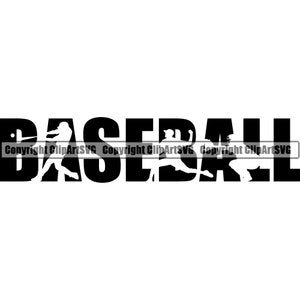 Baseball Ball Bat Player League Equipment School Team Game Sport Art Text Name Word Design Logo SVG PNG Vector Cricut Clipart Cut Cutting