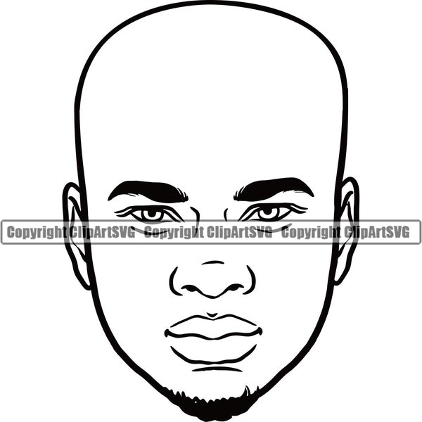 Handsome Black Man Male Man Face Dimples Head Wavy Hair Young Guy Model Portrait Graphic Design Element Logo SVG PNG Clipart Vector Cut File