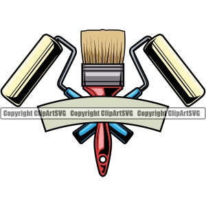 Pintor pintura pincel rolo pode faz-tudo trabalho trabalhador trabalho construir construção silhueta design logotipo svg png clipart arquivo de corte