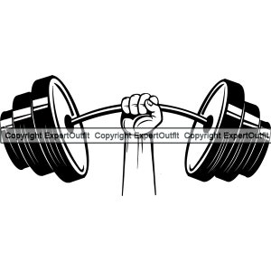 Hand Holding Weight Bar Fitness Workout Gym Train Trainer Health Flex Posing Fit Muscle Body Strong Design Logo SVG PNG Vector Clipart Cut