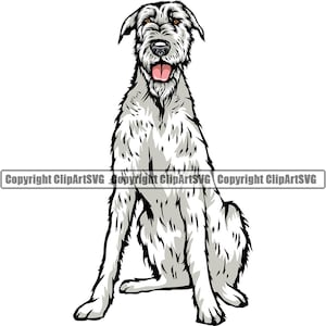 Irish Wolfhound Dog Breed Sit Sitting Paw Pedigree Canine Purebred K9 Pet Hound Animal Design Logo SVG PNG Clipart Vector Cricut Cut Cutting