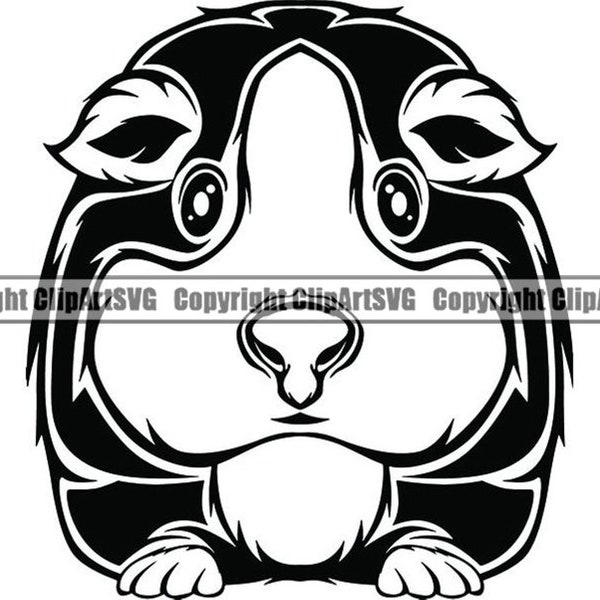Guinea Pig #2 Pet Rodent Design Cute Fluffy Cage Domestic Mammal Paws Whiskers Farm Hamster Logo .SVG .PNG Clipart Vector Cricut Cut Cutting