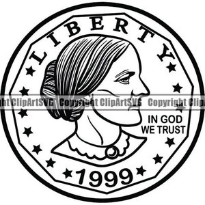 Money Coin #6 US Silver Dollar Susan B Anthony Currency Collecting Success Business Design Element Logo.PNG .SVG Vector Cricut Cut Cutting