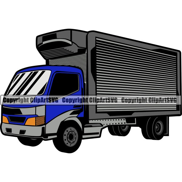 Delivery Box Truck Two Man Moving Refrigeration Move Ship Shipping Haul Cargo Move Company Trucking Design Logo SVG PNG Vector Cricut Cut