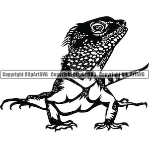 Bearded Dragon #1 Pet Lizard Iguana Animal Reptile Warm Blooded Exotic Wildlife Chameleon Logo .SVG .PNG Clipart Vector Cricut Cut Cutting