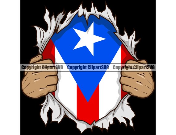 Puerto Rico Rican Hand Rip Ripping Tear Tearing Hole Flag Etsy