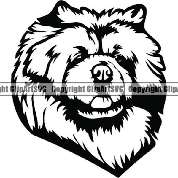 Chow Chow #21 Happy Dog Breed Pedigree Canine K-9 Animal Pet Hound Puppy Head Logo .SVG .EPS .PNG Digital Clipart Vector Cricut Cut Cutting