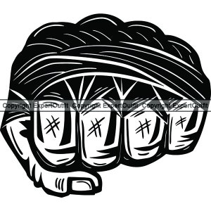 Deporte MMA Puño Arte Marcial Doble Frente Envuelto Mano Dedo Nudillo Caja Boxeador Boxeo Lucha Logo .SVG .PNG Clipart Vector Cricut Corte Corte