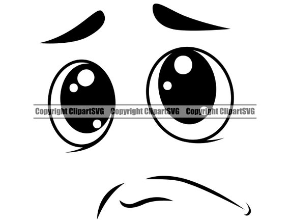 Cartoon face icon scared or upset emoji Royalty Free Vector