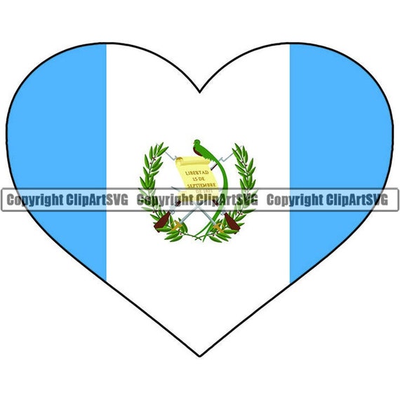 Guatemala Heart Shaped Flag Guatemalan Central America Country Etsy