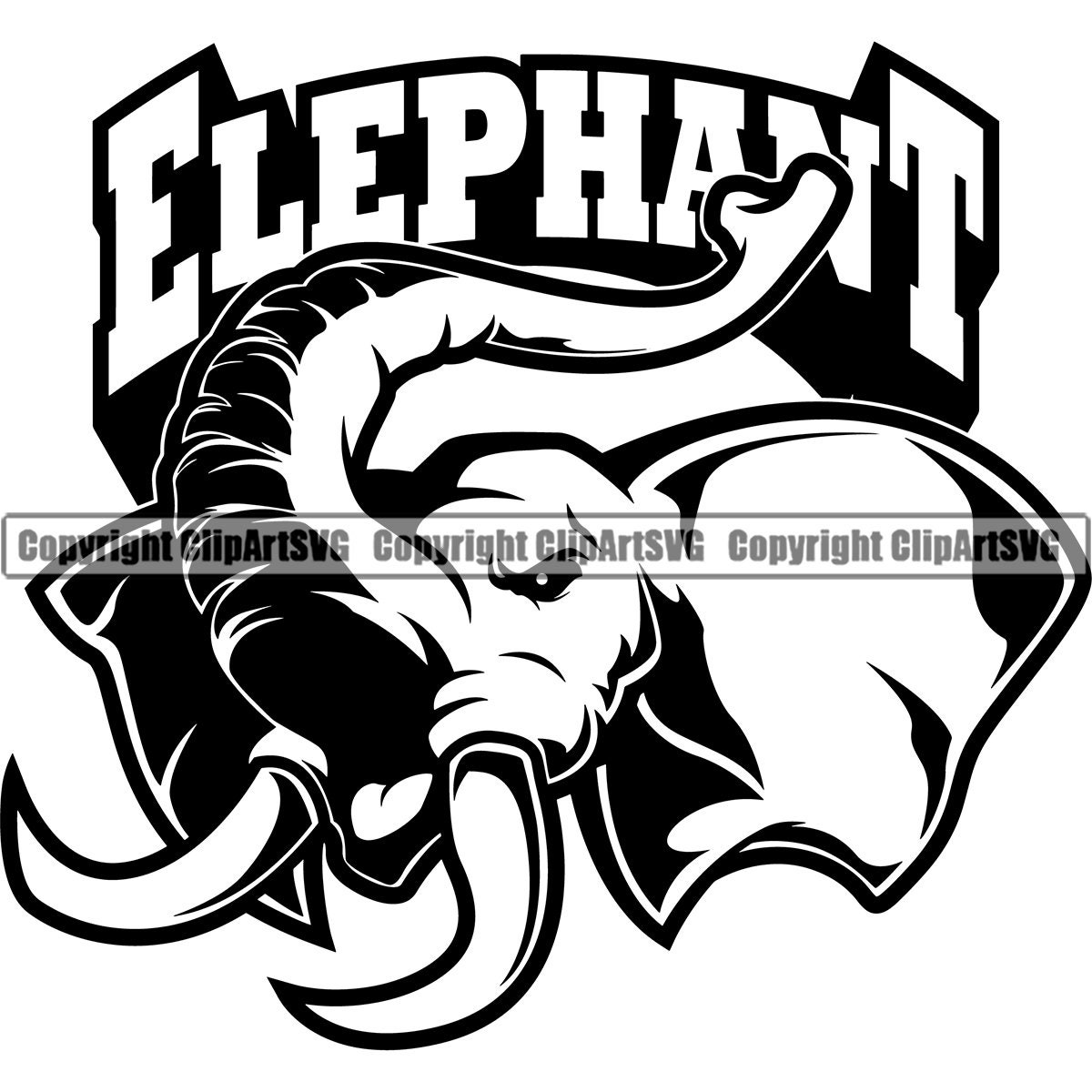 Elephant Mascot School Team Head Face Sport Esport Game Emblem 