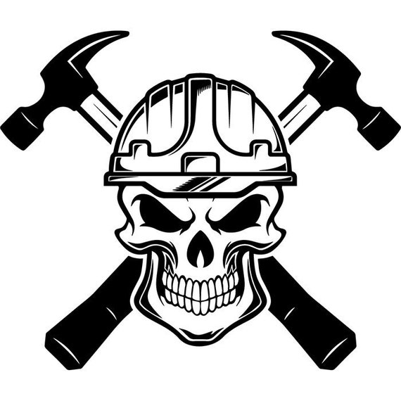construction logo 56 skull hammer toolbox handyman work etsy