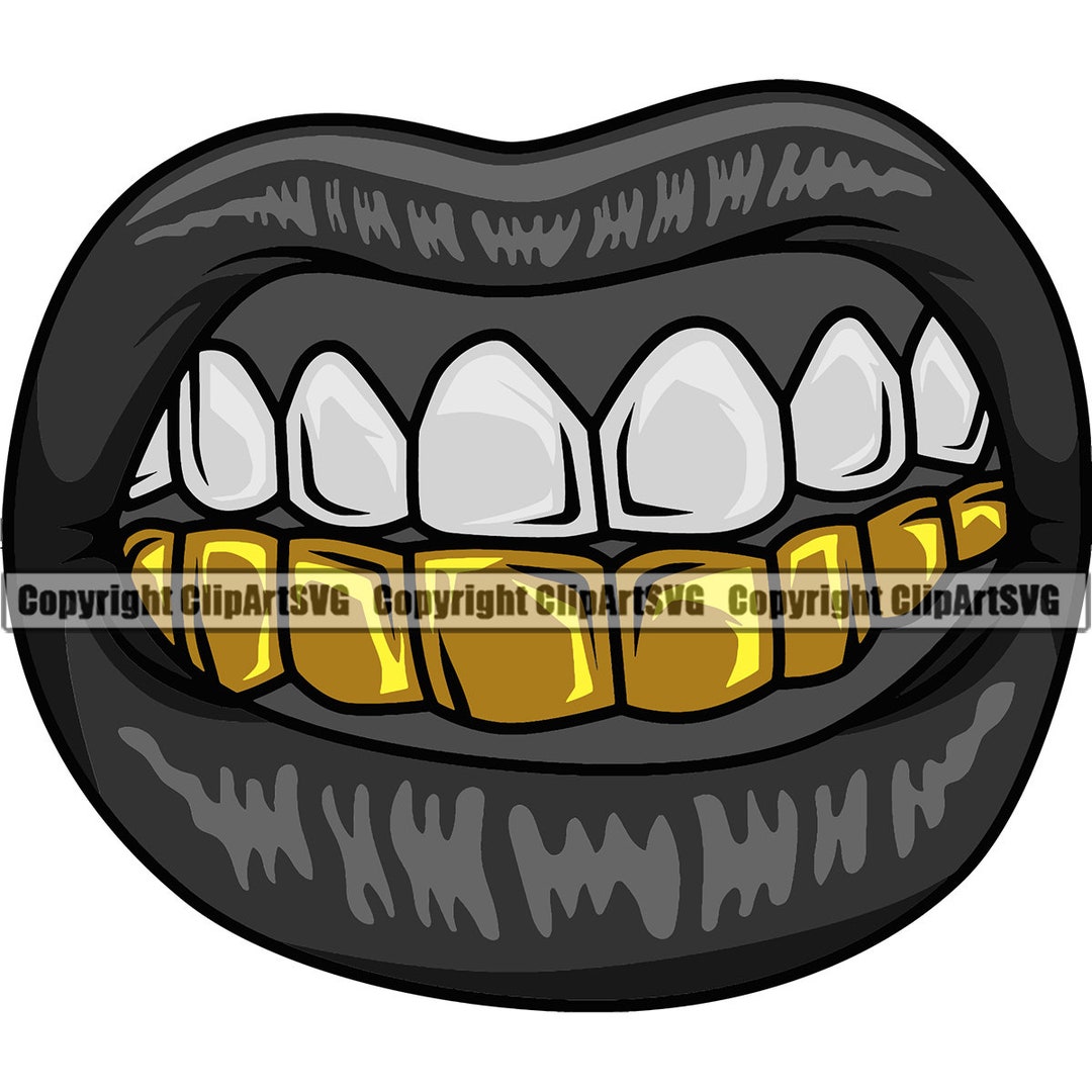 Gold Teeth Grill Grillz Lips Mouth Thug Gangster Rich Money Smile Tooth