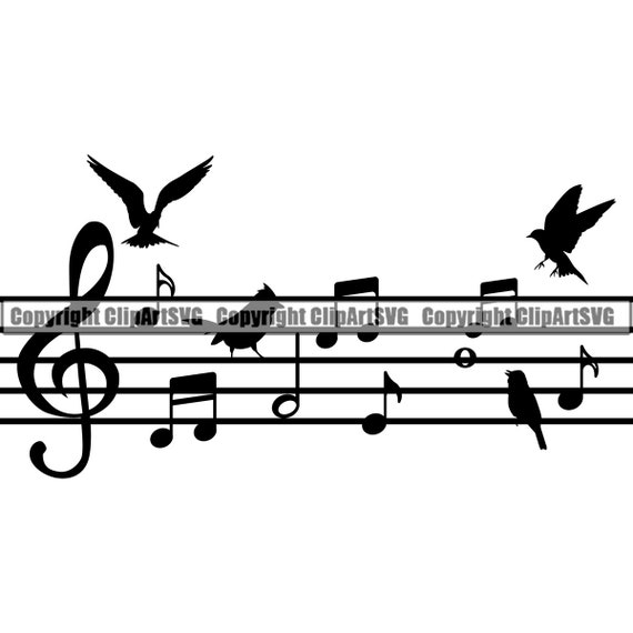 Music Note Song Sing Singing Bird Sheet Symbol Treble Clef Musical Piano  Design Element Artist Art Sign Logo SVG PNG Vector Cut Cutting File