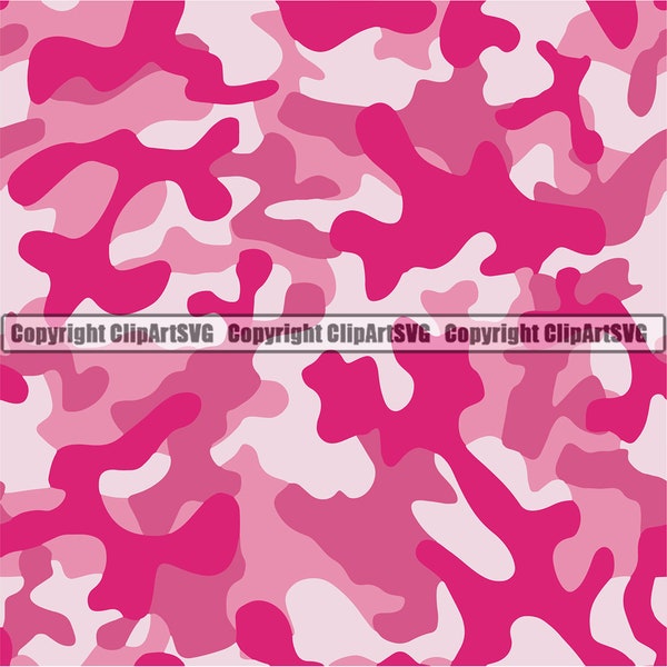 Pink Camo Camouflage Seamless Pattern War Print Military Hunt Wrap Cover Graphic Design Decor Art Hot Logo SVG PNG Clipart Vector Cut File