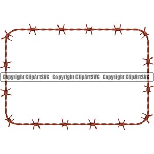 Barbed Wire Rectangle Frame Razor Fence Fencing Barb Bob Forbidden Danger Jail Prison Security Copper Art SVG PNG Clipart Vector Cricut Cut