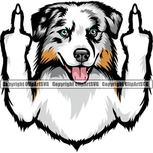 オーストラリアン シェパード ドッグ 中指 オージー ブリード 子犬 子犬 ペット K-9 アート デザイン ロゴ SVG PNG JPG クリップアート ベクター Cricut カット カッティング ファイル