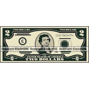 2 Dollar Scheine Geldschein Währung Sack Stack Reichtum Cash Pile Rich Banknote Profit Art Ad Geld Design Logo SVG PNG Clipart Vektor geschnitten Datei