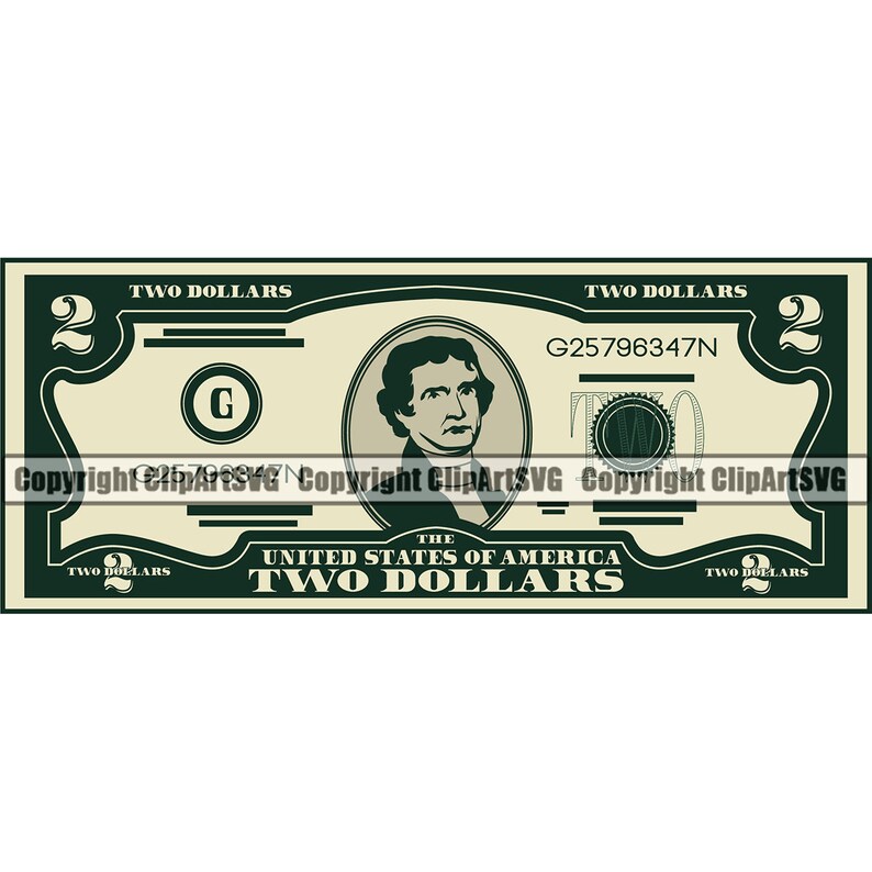 2 Dollar Bill Bank Note Currency Sack Stack Wealth Cash Pile Etsy
