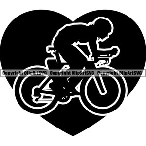Fahrrad Herz Liebe Zyklus Radfahren Radfahrer Fahrrad Sport Rennen Racer Racing Rennen 10 Geschwindigkeit Silhouette Art Design Logo SVG PNG Vektor Clipart Cut