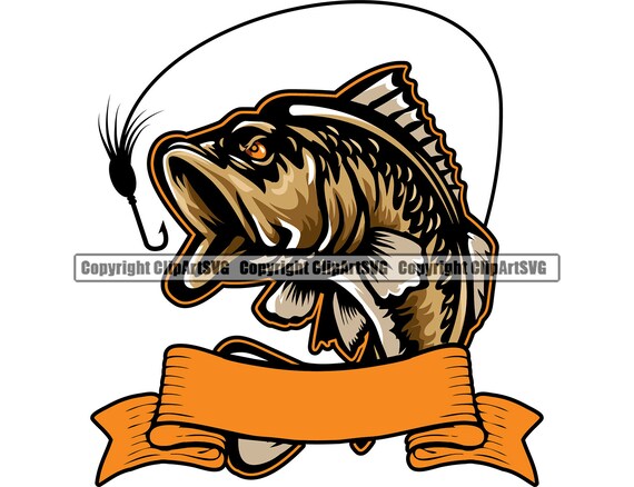 Fishing Bass Banner Ribbon Design Element Fish Hook Pole Lake Fresh Salt  Water Deep Sport Game Rod Reel Logo SVG PNG Clipart Vector Cut File - Etsy