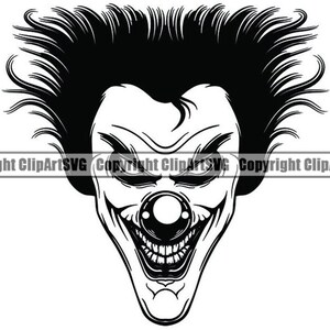 Palhaço Maligno #8 Crânio Morte Mal Matar Assassino Tatuagem Circo Rosto Assustador Cabeça Horror Halloween Logo .SVG .PNG Clipart Vetor Cricut Corte Corte