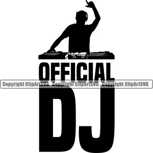 DJ Disc Jockey Muziek Draaitafel Platenspeler Mixer Album Vinyl Club Geluid Radio Stereo Rap Silhouet Design Art Logo SVG Vector Clipart Knippen