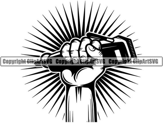 Barber Logo 39 Clippers Hand Fist Salon Shop Haircut Hair Etsy