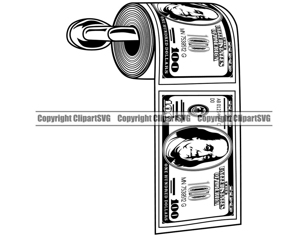 Money Toilet Paper Roll 100 Hundred Dollar Bills Knot Cash Pile Rich