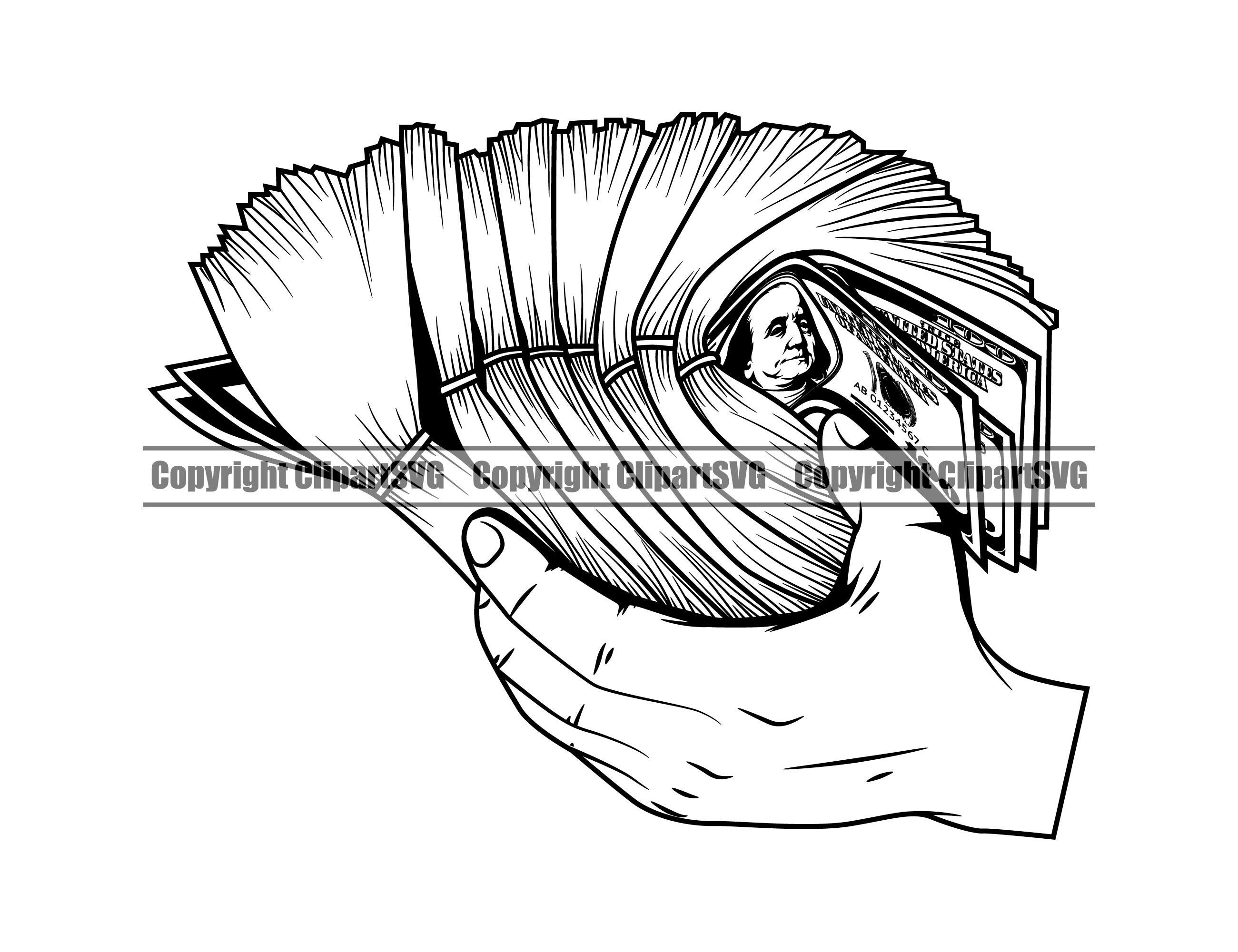 Male Hand Holding Money Knot Stack 100 Hundred Dollar Bill | Etsy