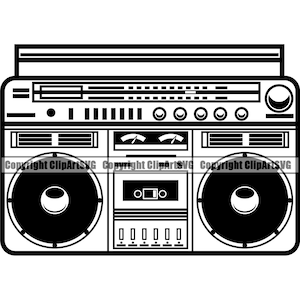 Radio Boombox Vintage Retro Kassette Player Musik Old Ghetto Blaster Hip Hop Rap DJ Dee Jay Design Logo SVG PNG Vektor Clipart Cut