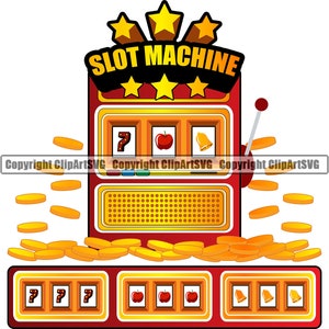 Jackpot Slot Machine Lucky 777 Casino Bet Money Chip Win Risk Play Win Winner Sign Vegas Spin Game Design Logo SVG PNG Vector Clipart Cut