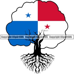 Panama Panamanian Tree Roots Family Home Flag Country World Nation Map Sign Design Element Art Logo SVG PNG Clipart Vector Cutting Cut File