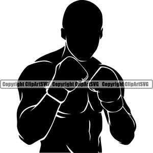 Luvas de campeão de boxe luta lutador MMA arte marcial mista boxer silhueta esportes jogo caixa logotipo svg png clipart arquivo de corte